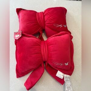 Red Bow Shaped Pillow Set Dolly Parton BNWT Velvet Velour